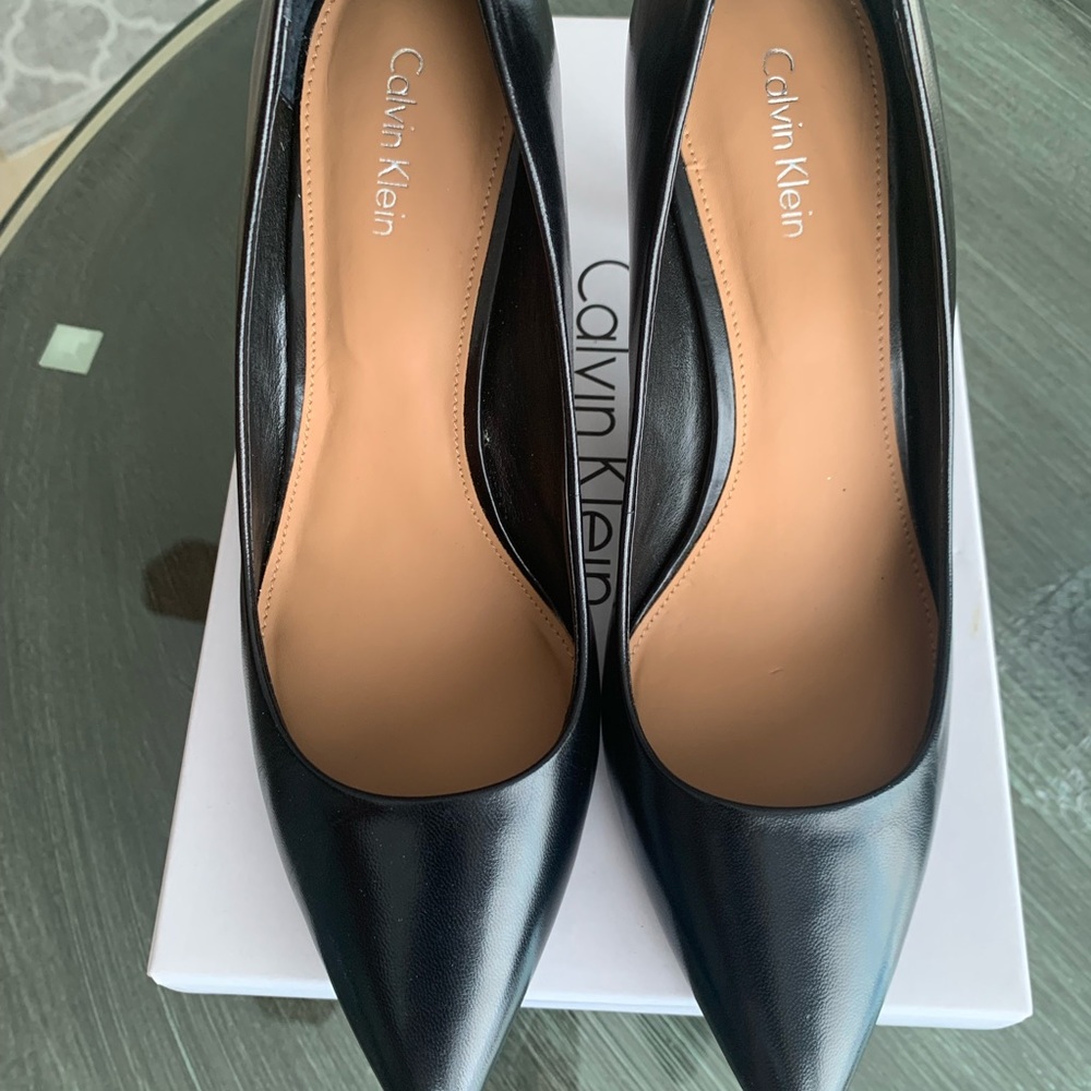 Calvin Klein Black Pump 3 1/2” Heels. Worn only once inside home. Size 8 1/2